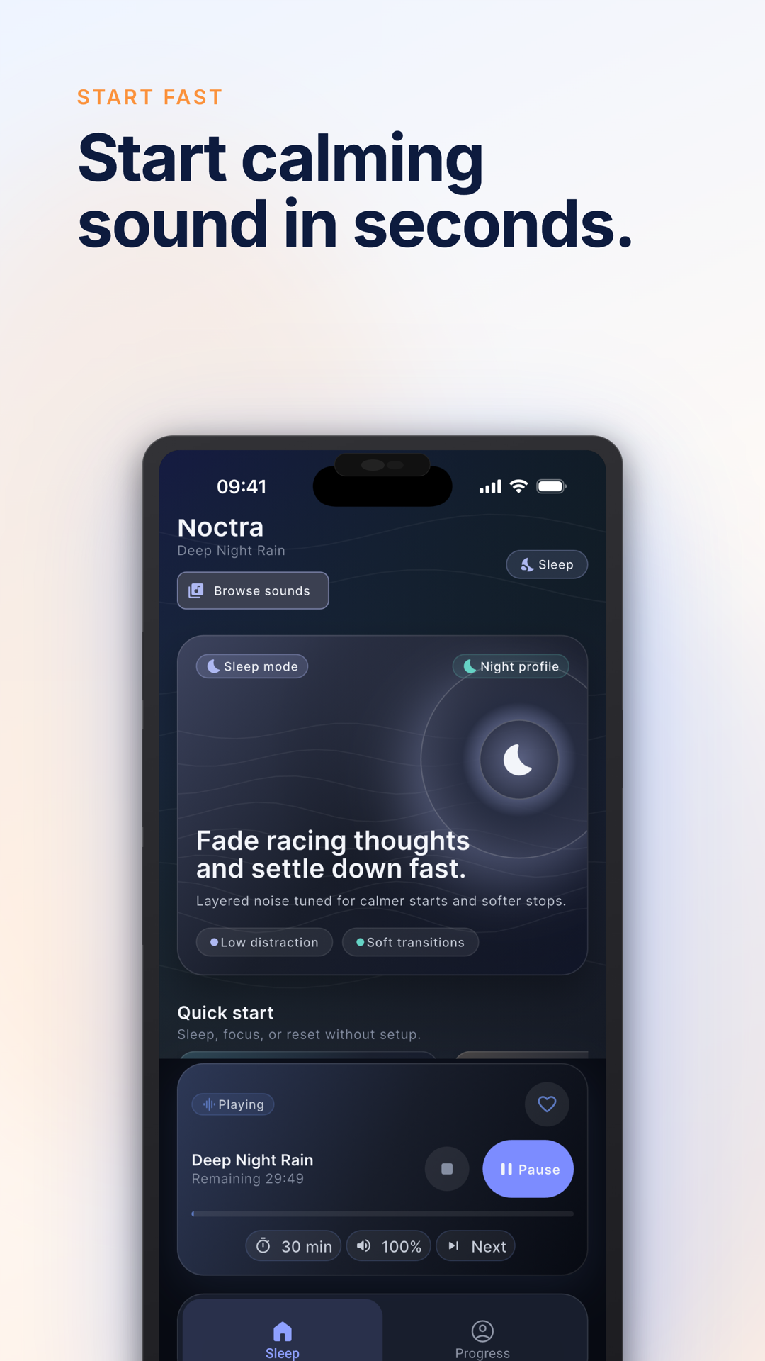 Noctra Sleep home screen